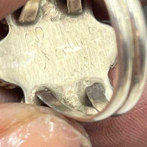 Geraldine Paquine GP Zuni Sterling Silver Blue Turquoise Ring
Petit Point Sz 8 - Picture 7 of 11